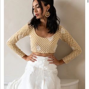 Saree Room golden yellow cream white blouse sari